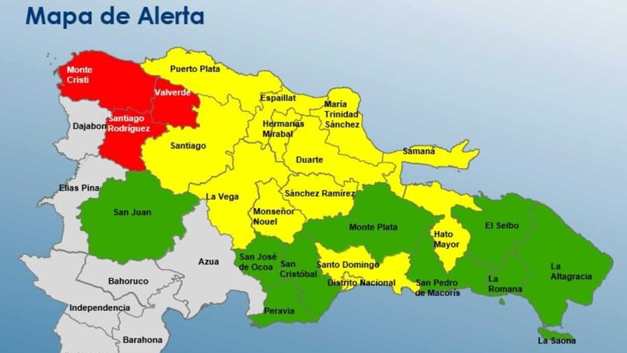 COE declara alerta roja en tres provincias por lluvias intensas y mantiene otras 21 bajo vigilancia